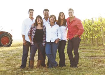 (From left) David, Jeanne, Dave, Deolinda, Stephanie and Samuel Coelho in the
Coelho Estate Vineyard. The family’s Amity winery was selected as a finalist for the 2010 Excellence
in Family Business Award given Oregon State University’s Austin Family Business Program.