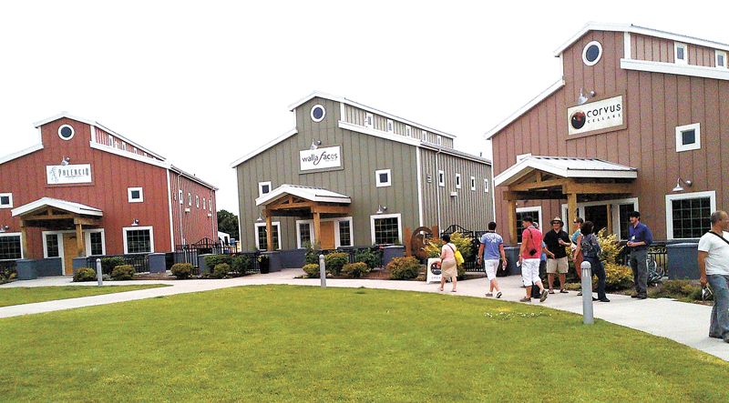 AAWE conference attendees visit winery and brewery incubators at the Walla Walla Airport.##Photo by Orley Ashenfelter