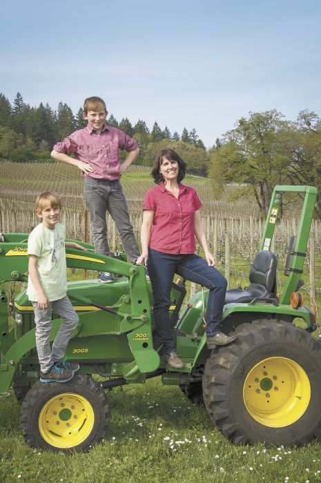 Dominio IV co-owner / winegrower Leigh Bartholomew and her sons, Finigan, 11, and Quincy, 9.