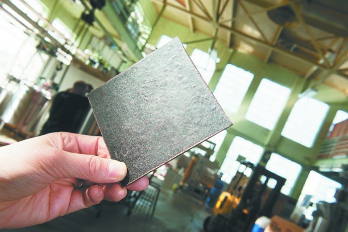 OSU researchers made this biodegradable fiberboard from grape pomace.