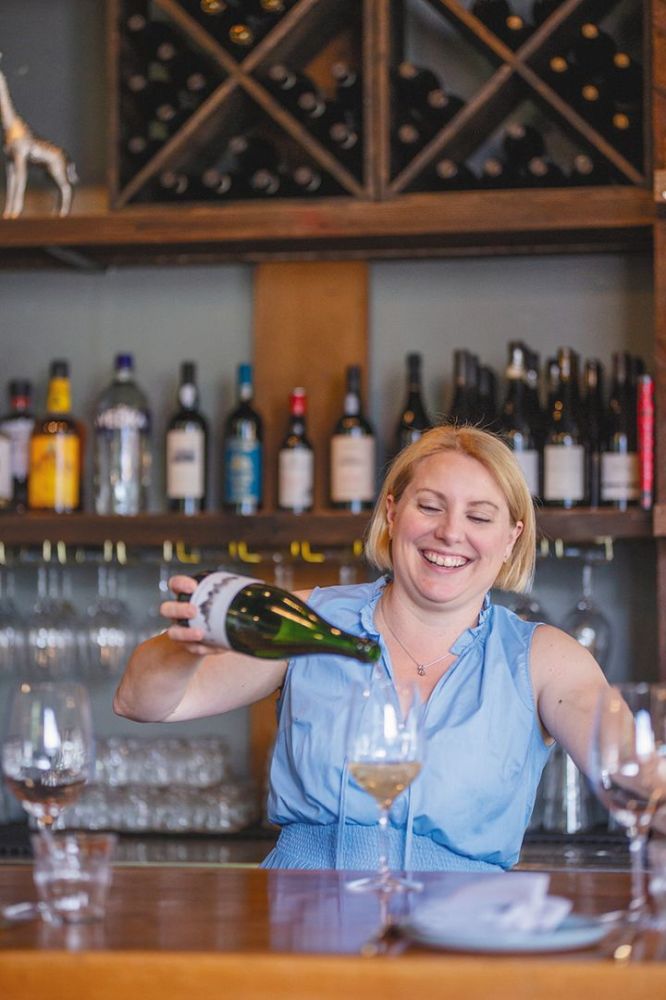 Sommelier Stacey Gibson pouring a glass of sparkling wine. ## Photo by Josh Chang/Foundry 503 Sommelier Stacey Gibson pouring a glass of sparkling wine. ## Photo by Josh Chang/Foundry 503