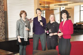 Sue Brandborg, Hilda Jones, Susan DeMara and Sandy Glaser gather at Umpqua Community College&rsquo;s Southern Oregon Wine Institue&rsquo;s Danny Lang Center in Roseburg. SOWI is a wonderful resource for new and established winemakers, and has a number of female students enrolled in the two-year program.